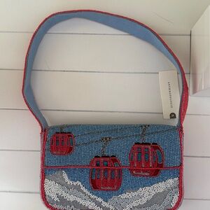 Anthropologie NWT The Fiona Beaded Bag Winter Icon Edition Ski Gondola Mountains